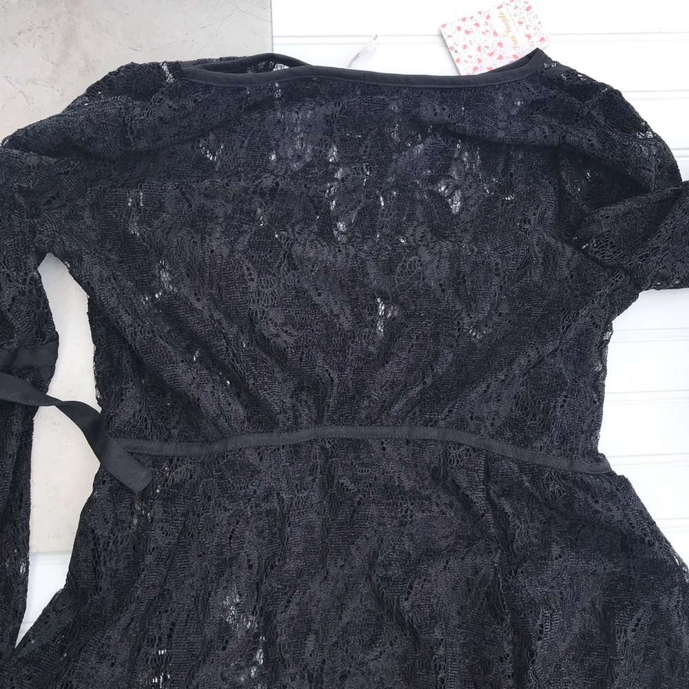 Free People || Black Lace Ruby Mini Dress Size M - Picture 8 of 8
